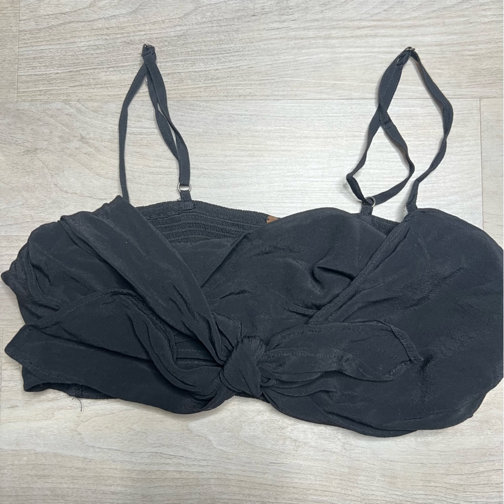Free People Tie front crop top, black, size S NWOT